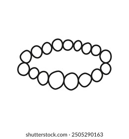 Doodle outline round beads isolated on white background.