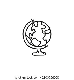 Doodle outline school globus icon isolated on white background.