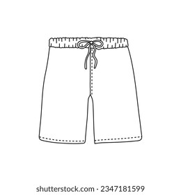 Doodle outline shorts isolated on white background.