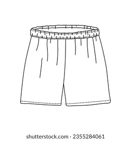 Doodle outline shorts isolated on white background.