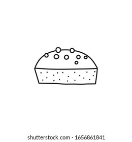 Doodle outline simple cake or pie on white background.