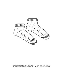 Doodle outline socks isolated on white background.