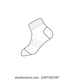Doodle-Kontursocken einzeln auf weißem Hintergrund.