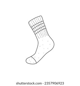 Doodle outline socks isolated on white background.