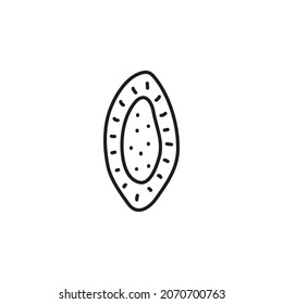 Doodle outline traditional Karelian pie kalitka or Karjalan Piirakka isolated on white background.