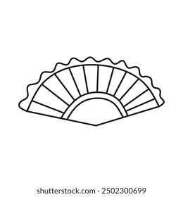 Doodle outline traditional paper fan isolated on white background.
