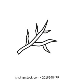 Doodle outline tree branch icon isolated on white background.