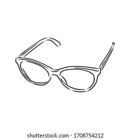 Doodle outline vector illustration Of sunglasses. Cute summer doodle. Black and white line art. Coloring page for children. Simple line art. glasses vector sketch illustration