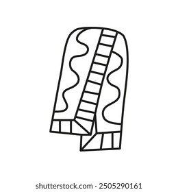 Doodle outline warm scarf icon isolated on white background.
