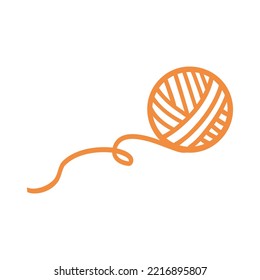 Doodle outline yarn ball icon for knitting. Hand drawn vector illustration of knitting supplies, hobby items, leisure time