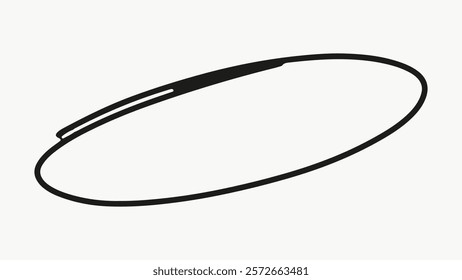 Doodle oval circle outline vector illustration, Black and white oval circle outline collage element vector, Doodle hand drawn oval circle outline vector element.