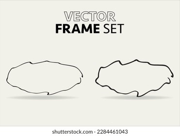 Doodle oval. Hand-drawn ellipse, round grunge frame and circled doodle isolated icon set on white. 