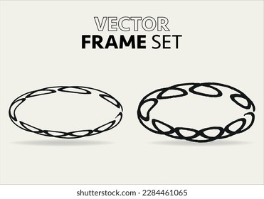 Doodle oval. Hand-drawn ellipse, round grunge frame and circled doodle isolated icon set on white. 