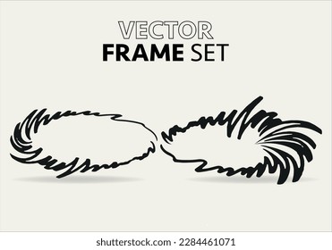 Doodle oval. Hand-drawn ellipse, round grunge frame and circled doodle isolated icon set on white. 