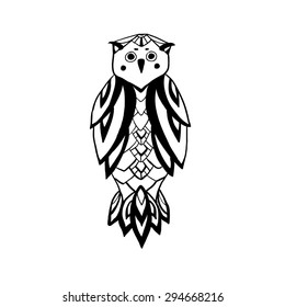 Doodle owl in aztec style.