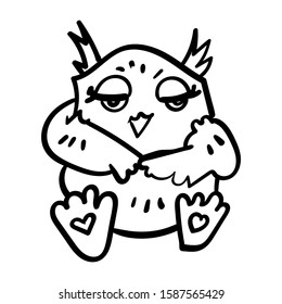Doodle owl. Coloring Page or Book with Doodle for Kids and Adults