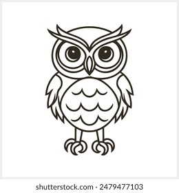 Doodle owl icon isolated. Animal art. Coloring page book. Sketch vector stock illustration. EPS 10