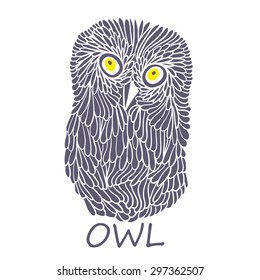 Doodle owl. Vector doodle cartoon.
