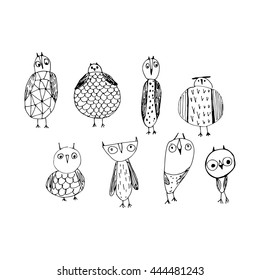 Doodle owls cartoon funny