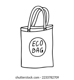 Doodle of own shopping bag. Hand drawn illustration of call to action bring your own bag.