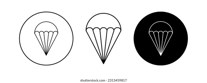 Doodle packaging with parachute. Set of parachutes with medical box vector icon.
