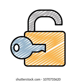 doodle padlock and key open security access
