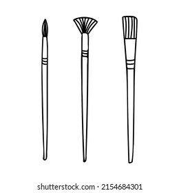 Doodle-Malerei-Symbol-Sammlung in Vektorgrafik. Handgezeichnete Malerpinselillustrationen in Vektorgrafik. Brush-Doodle-Illustrationen Set.