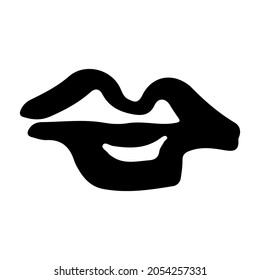 Die Doodle-Pinsel streichelt Lippenmuster. Die gezwirnten, gewölbten Linien, die Farbe des Wassers und die Farbe der Pinselstriche verleihen der Zierstruktur eine besondere Note. 