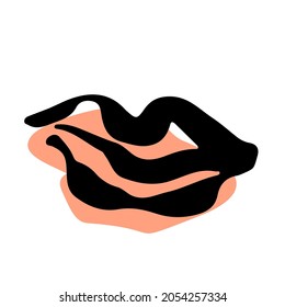 Doodle paint brush strokes lips pattern. Grunge hand drawn curved and wavy lines.Watercolor and  ink brush scribbles decorative texture. 
