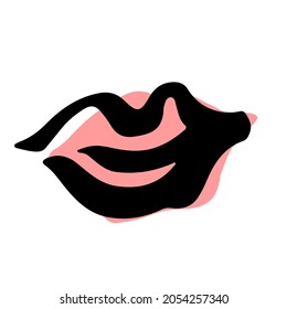 Die Doodle-Pinsel streichelt Lippenmuster. Die gezwirnten, gewölbten Linien, die Farbe des Wassers und die Farbe der Pinselstriche verleihen der Zierstruktur eine besondere Note. 