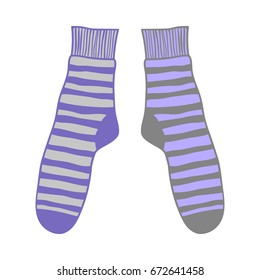 Doodle pair colored socks. Illustration for design.