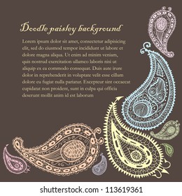 Doodle paisley background corner.