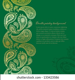 Doodle paisley background corner.