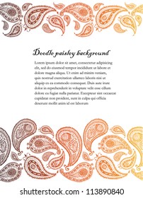 Doodle paisley seamless lines background.