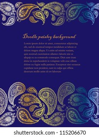 Doodle paisley seamless lines background.
