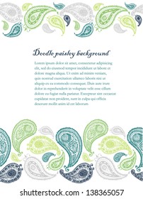 Doodle paisley seamless lines background.