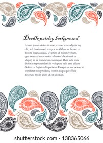 Doodle paisley seamless lines background.
