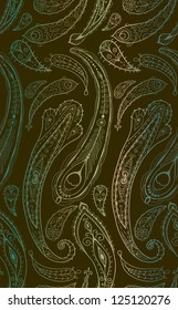 Doodle paisley seamless pattern.