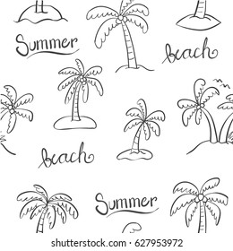 Doodle of palm beach hand draw