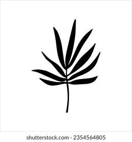 Doodle Palm Dracaena Blatt Symbol einzeln. Stencil Video Art. Vektorgrafik. EPS10