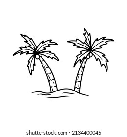 Doodle palm tree illustration. Hand drawn summer icon