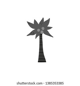 Doodle palm tree in scandinavian style isolated on white background.