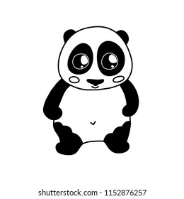 Doodle panda character. Line icon of animal. Adult colouring book page. Little cute sticker. 
