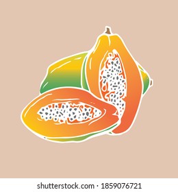 doodle papaya, papaya fruit, nutrition, Thailand fruits, papaya logo