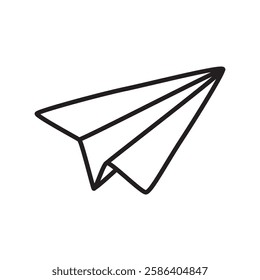 Doodle Paper Airplane icon hand drawn with thin line in minimalistic style. Vector illustration isolated on white background