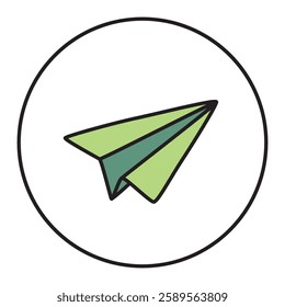 Doodle Paper Airplane icon hand drawn with thin line, minimalistic style