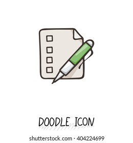 Doodle paper document icon. Pictograph of note. Single pictogram. Check list.