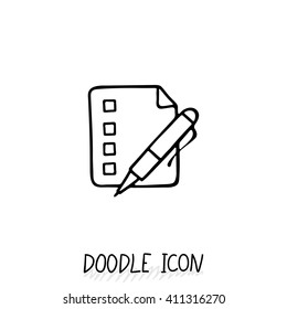 Doodle paper document icon. Pictograph of note. Single pictogram. Check list.