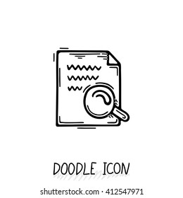 Doodle paper document icon. Pictograph of note. Single pictogram. Search and write.