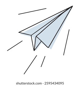 doodle paper plane hand drawing. origami airplane design